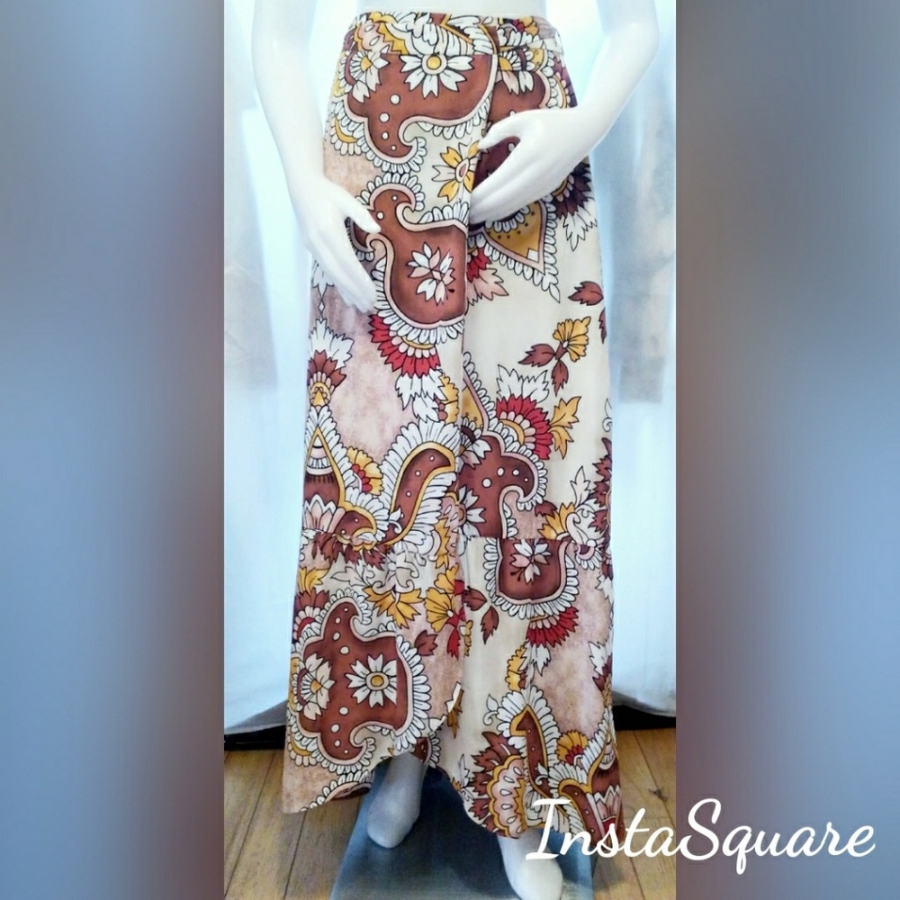 BCBGMaxAzria Paisley Wrap Maxi Skirt + Ruffles